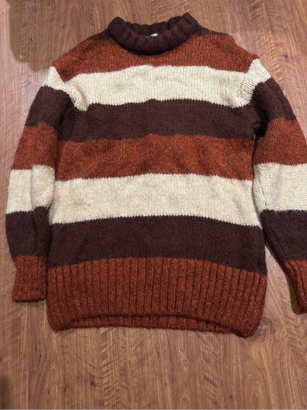 Women’s Striped Knit Sweater - Brown/Orange/Cream